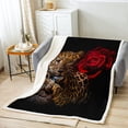 thumbnail image 2 of Rose Cheetah Fleece Throw Blanket Leopard Print Sherpa Blanket for Kids Boys Girls Romantic Red Rose Floral Plush Blanket Soft Decor 3D Animal Theme Fuzzy Blanket for Sofa Bed Couch, 40x50 Inch, 2 of 6