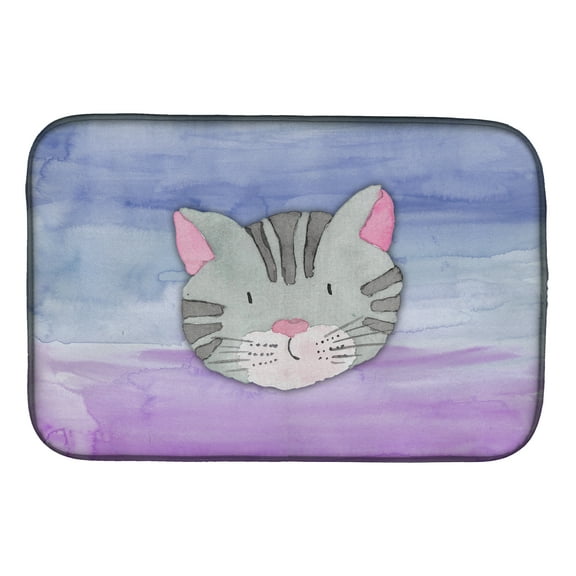 Cat Face Watercolor Dish Drying Mat