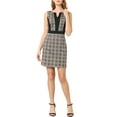 thumbnail image 1 of Allegra K Women's Sleeveless Split Neck Work Houndstooth Bodycon Dress, 1 of 6