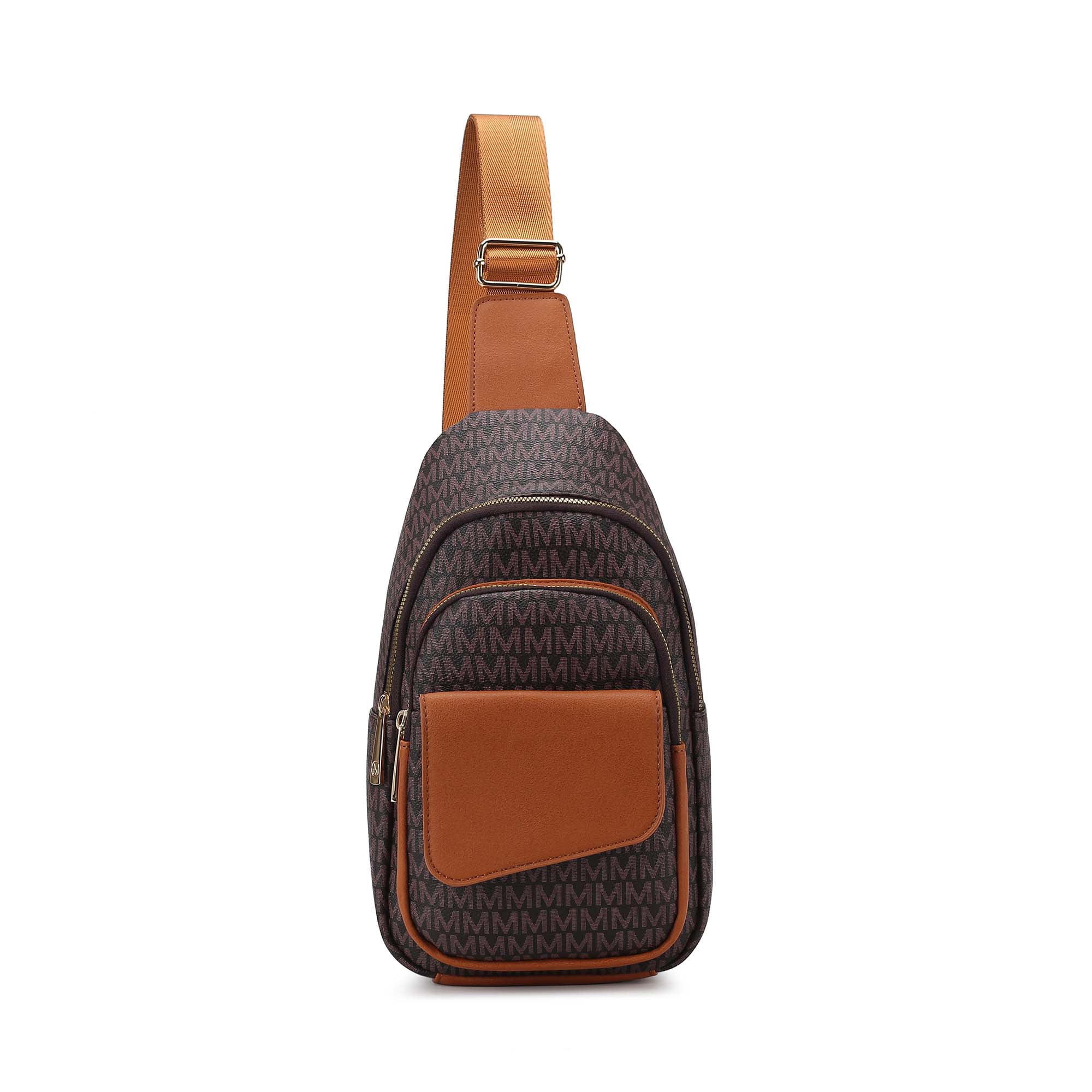 MKF Collection Kace Vegan Leather Women's Sling Bag, Stylish Fanny Purse Handbag by Mia K - Brown