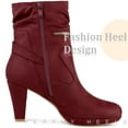 thumbnail image 5 of Unique Bargains Women's Ankle Zip Platform Mid Calf Block Heels Boots, 5 of 6