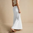 thumbnail image 5 of GXIPO Linen Flared Maxi Skirt with Elastic Waist Drawstring Long Flowy Ankle-Length Skirt White L, 5 of 5
