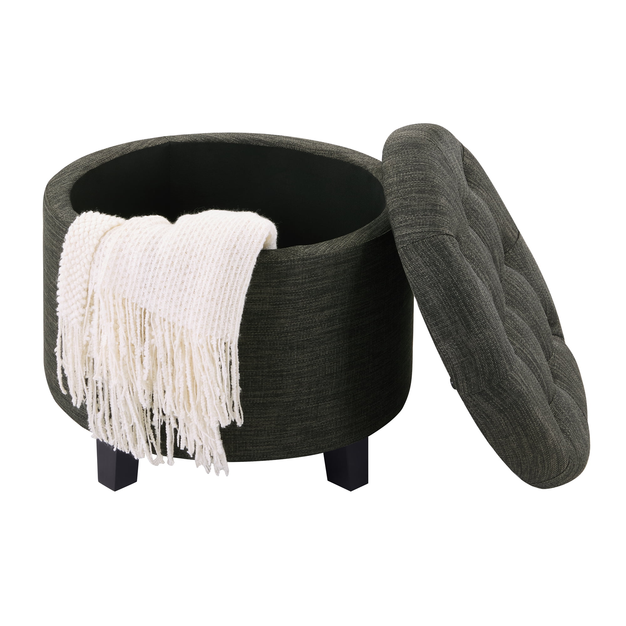 Convenience Concepts Designs4Comfort Round Ottoman in Gray Fabric
