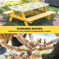 thumbnail image 6 of Yellow Watercolor Floral Table Cloths for 4 Foot Rectangle Tables, Spring Flower Abstract Art Patio Waterproof Elastic Fitted Tablecloths, Washable Rectangular Table Cover for Camping, 6 of 8