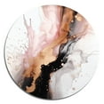 thumbnail image 2 of Designart "Texture Splash Pink and Gold Marble I" Abstract Marble Metal Round Wall Art, 2 of 5