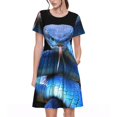 thumbnail image 1 of Kdxio Robe T-Shirt Décontractée pour Femmes Imprimé Serpent Viper Bleu Manches Courtes d'Été avec Poches, 1 of 6