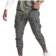 thumbnail image 1 of Pantalones largos para hombre, de color liso, elásticos, ajustados al tobillo, informales, deportivos, transpirables, para hombre, 1 of 3