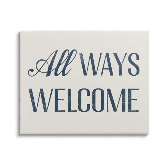Stupell Industries All Ways Welcome Phrase Inspirational Painting Gallery Wrapped Canvas Print Wall Art, 20 x 16