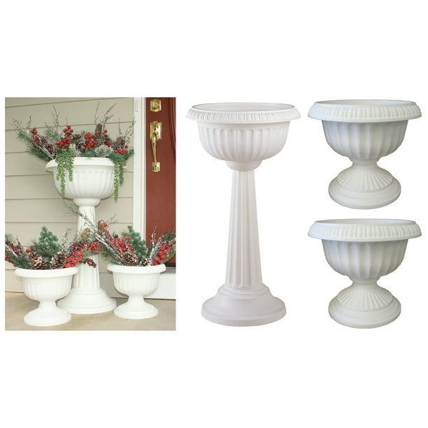 Bloem Grecian Set of 3 Classic Urn Planters - White - Walmart.com