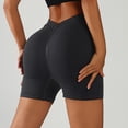 thumbnail image 6 of felwors V Back Biker Shorts High Waist Scrunch Lifting Workout Yoga Running Training Grey for Size M, 6 of 7