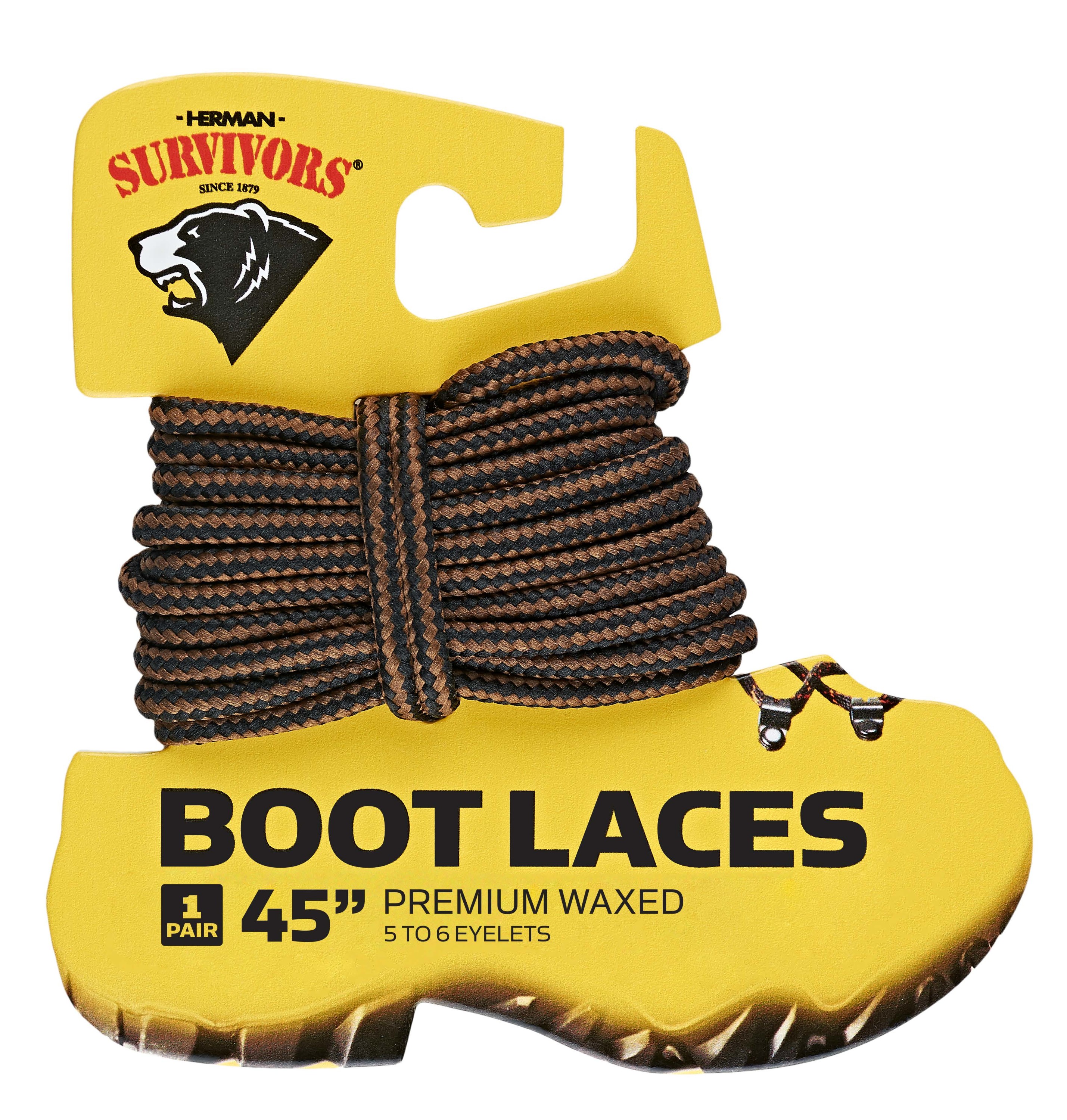 Herman Survivors Waxed Brown Boot Laces, 45"