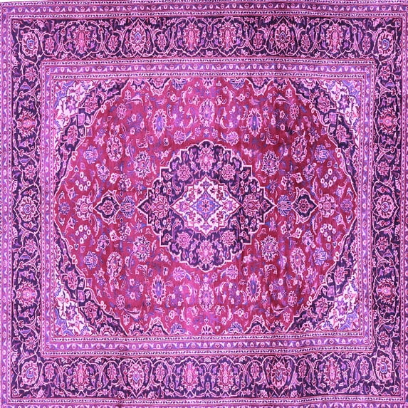 Ahgly Company Indoor Square Medallion Purple Traditional Area Rugs, 4' Square