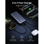 UGREEN Nexode 45W Power Bank, 20,000mAh Portable Charger with Built-in USB-C Cable, 3-Port Fast Charging for Phones and Tablets