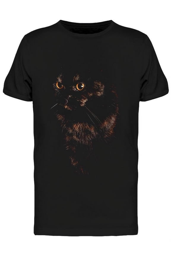Spooky Cat In Darkness T-Shirt Men -Image by Shutterstock Men T-Shirt, Male Medium