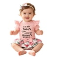 thumbnail image 3 of WOYY Infant Girl Summer Outfits Letter Embroidery Short Sleeve Romper Shorts Headband Set, 3 of 6