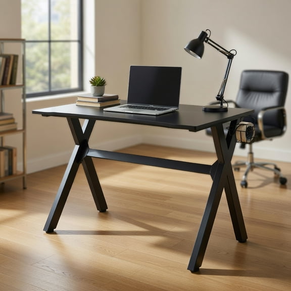 Resenkos Ergonomic Gaming Desk with Mousepad and Cup Headphone Holder, Home Office Desks, Gaming Computer Desks for Study,Working,Writing