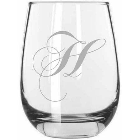 

H Chopin Monogrammed Etched 15.25oz Libbey Stemless Wine Glass