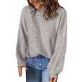 thumbnail image 1 of Gibobby Suéter mujer, Suéter de cuello de tortuga para mujer, suéter de punto de manga larga, suéter de canalé fino, blusa de temperamento para mujer(Gris,XG), 1 of 5