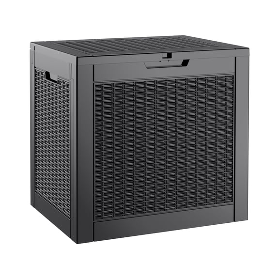LHBcraft 32 Gallon Deck Box, Lockable Resin Outdoor Storage Box, Waterproof and UV Resistant Lightweight Storage Deck Box for Patio Cushions & Accessories,Black