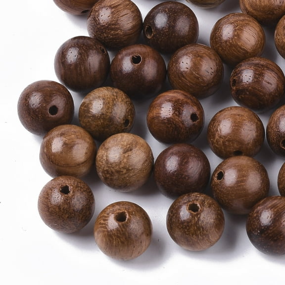 100pc Natural Wood Beads Waxed Wooden Beads Undyed Round Sienna 10mm Hole: 1.5mm DIY