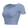 thumbnail image 4 of cfhntfmh Womens Workout Crop Tops Comfy Yoga Scoop Neck Short Sleeve Shirt Fitting Athletic Tunics with Bra Pads, 4 of 4
