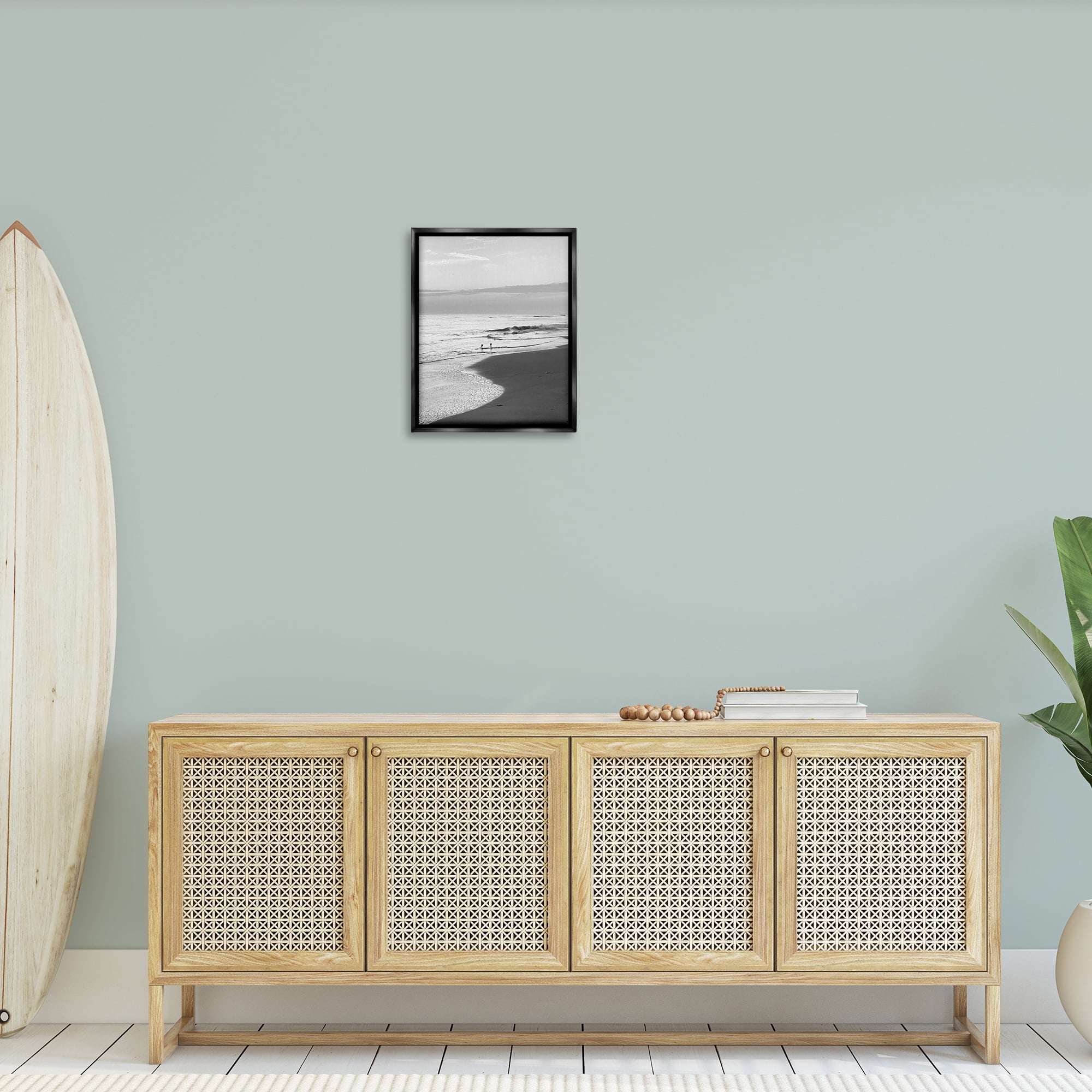Stupell Industries Evening Beach Stroll Nautical & Beach Photography Black Floater Framed Canvas Art Print Wall Art, 17 x 21