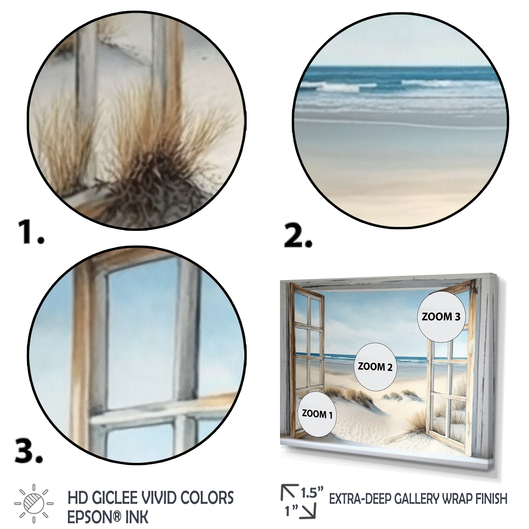 Designart Window To The Beach II Canvas Wall Art