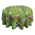 thumbnail image 4 of Green Soccer Comic Pattern Round Tablecloth 60"x60",Wrinkle Wipeable Table Cloth for Kitchen Dining Room Picnic Patio Party, 4 of 6