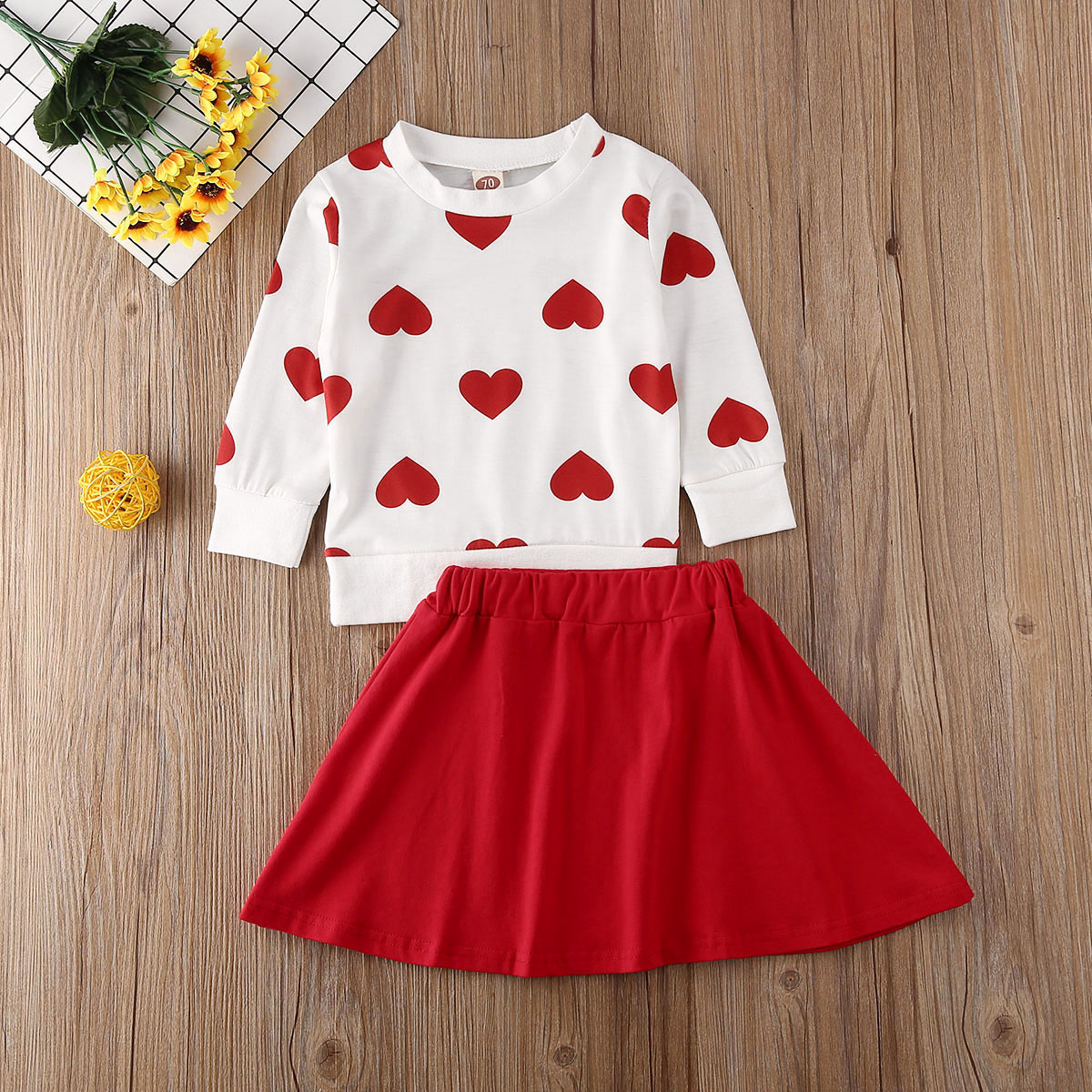 Kids Girl Valentine's Day Outfits Toddler Baby Long Sleeve Heart T ...