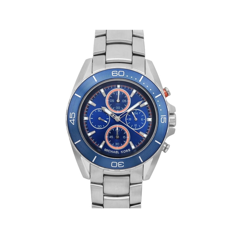 New Michael Kors Jetmaster Steel Chronograph Blue Dial Mens  display picture 3