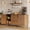 Walnut, variant on TOKSOM 59" White Buffet Cabinet Sideboard with Storage, Modern Contemporary Dining Room Credenza, Kitchen Coffee Bar Console Table TV Stand with 3 Drawers & Fluted Doors