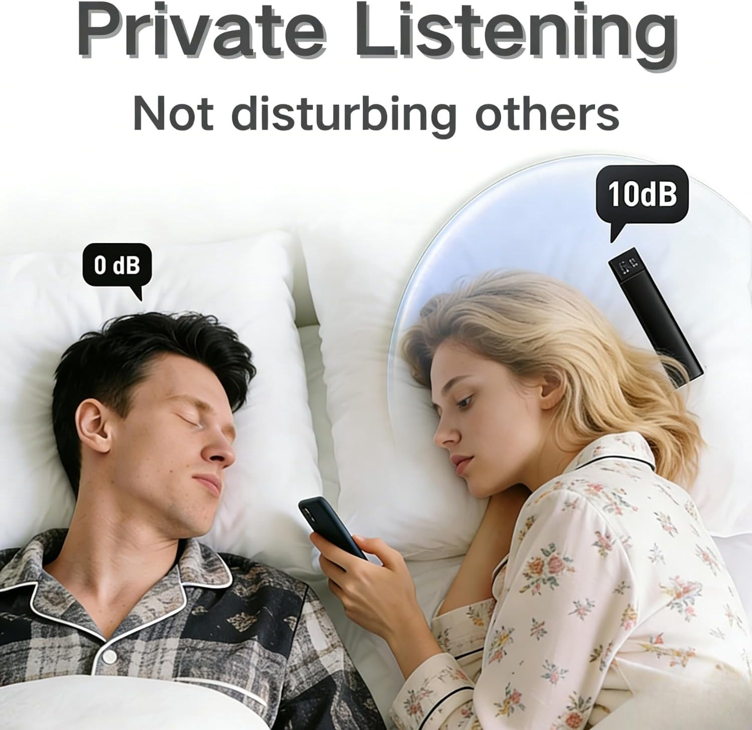 Under Pillow Speakers for Sleeping Bluetooth, Bone Conduction Technology, 3D White Noise Generator, TF Card MP3 Player 30/60/90min Timed Shutdown (Black)