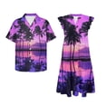 thumbnail image 6 of Yuyamidu Matching Hawaiian Outfits for Couples Palm Tree Dress for Women Mens Hawaiian Shirt Womens Beach Dress Matching Vacation Outfits for Couples Ruffle Sleeve V Neck Flowy Sun Dress, Size 2XS, 6 of 8