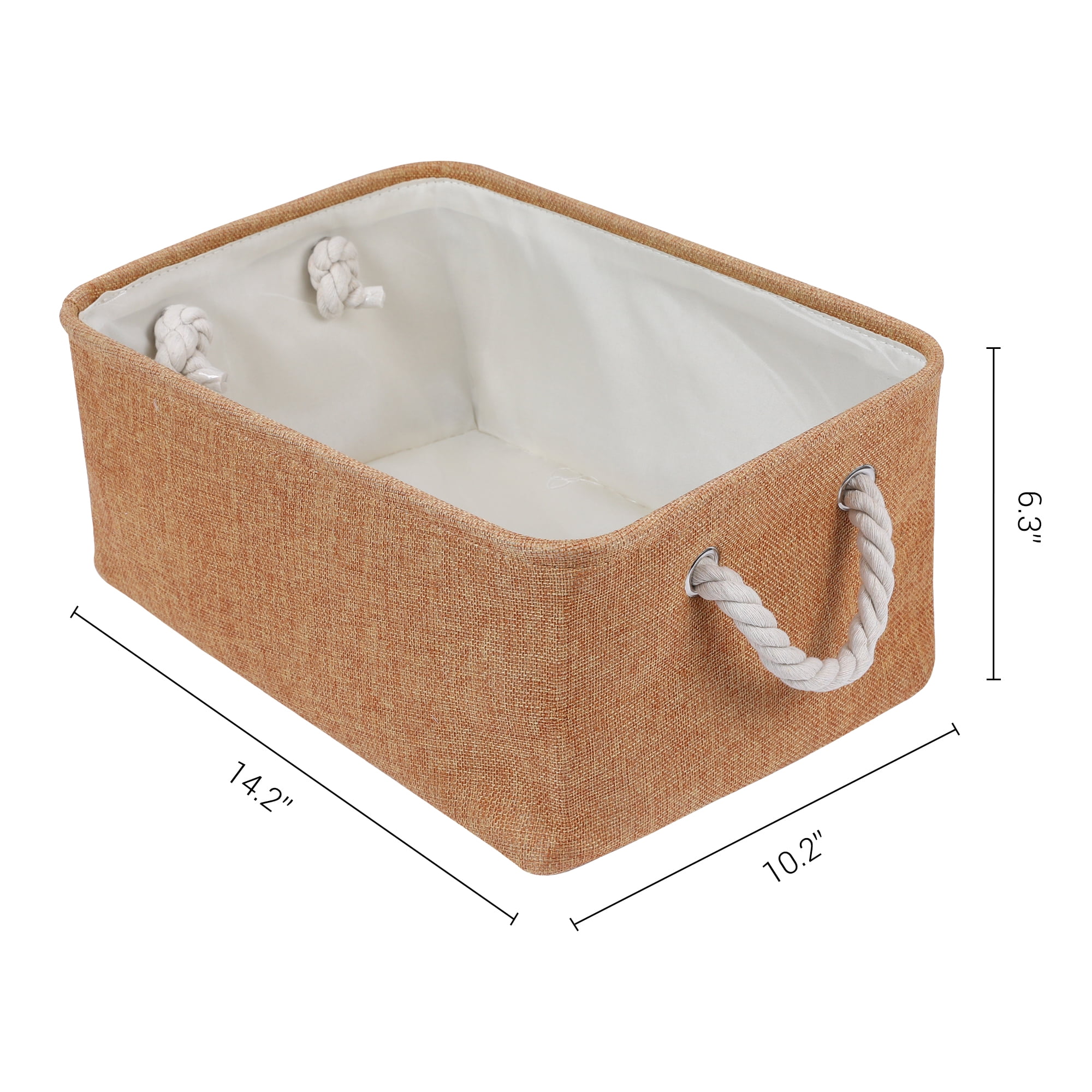 Unique Bargains Storage Bin with Handles for Closet Organizers Rose Gold 14.2"x10.2"x6.3"