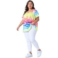 thumbnail image 3 of DARING DIVA Women's Plus Pleated Front Casual Blouse 4X Rainbow, 3 of 6