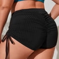 thumbnail image 3 of TOWED22 Women High Waisted Swim Shorts Bikini Swimsuit Bottoms Drawstring Ruched Bathing Suit Board Shorts(Black,3XL), 3 of 5
