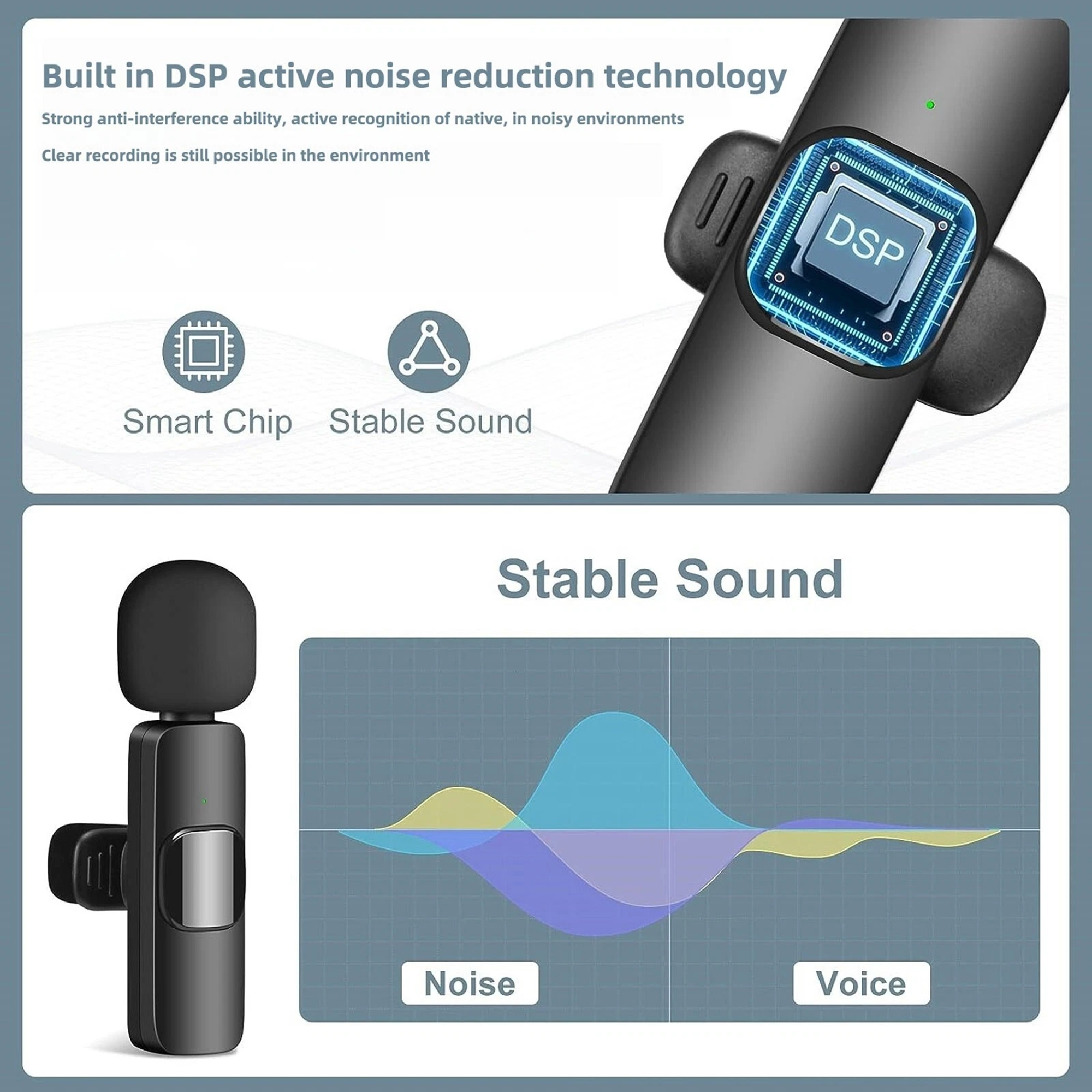 Micrófono de solapa inalámbrico 2 en 1 compatible con iPhone y Android, plug and play con cancelación de ruido para juegos, transmisión en vivo, vlogs, YouTube, TikTok y podcasts 8