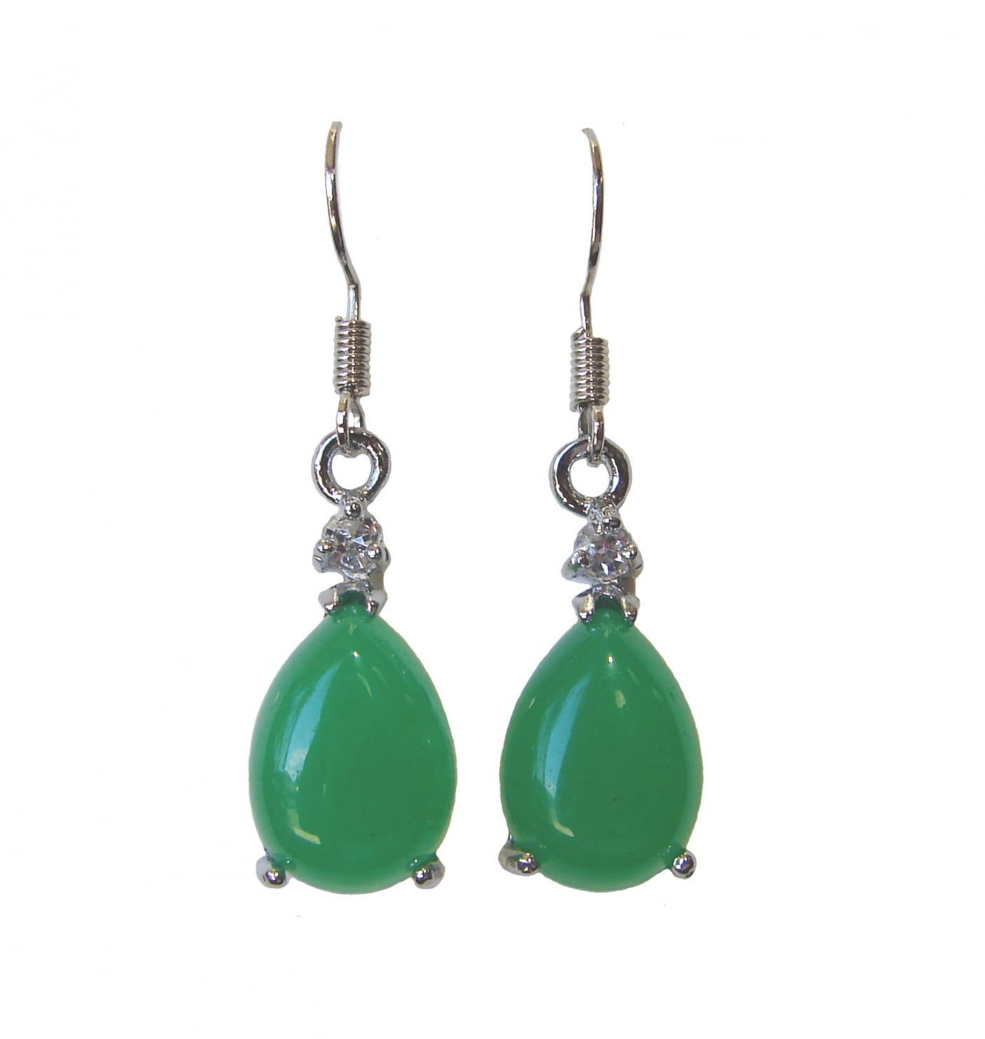Chinese Jade Dangle Drop Earrings