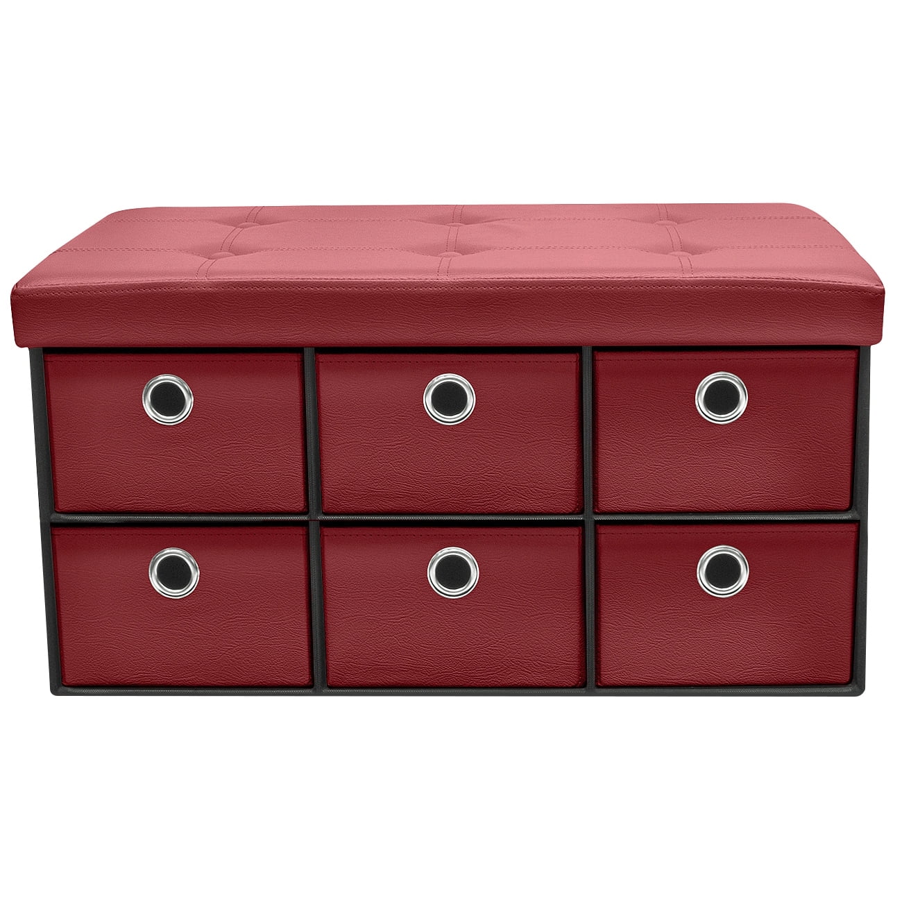 Sorbus Storage Bench Chest With Drawers Collapsible Folding Bench Ottoman With Cover Perfect For Entryway Bedroom Cubby Drawer Footstool Etc Contemporary Faux Linen Faux Leather Chocolate Walmart Com Walmart Com