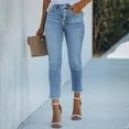 thumbnail image 2 of Women's Classic Straight Leg Jeans, Mid-Stretch Denim Pants with Casual Slim Fit & Everyday Versatility,Light Blue L, 2 of 5