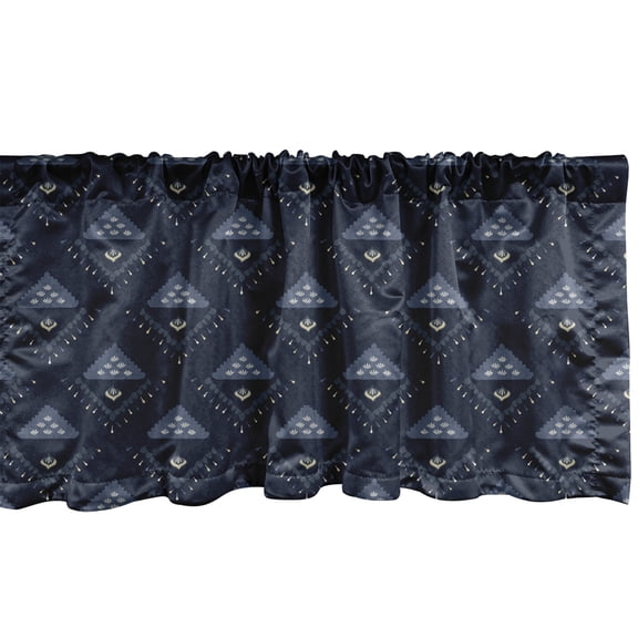 Ambesonne Navy Valance Pack of 2, Triangular Like Surreal Motifs, 54"X12", Indigo Slate Blue