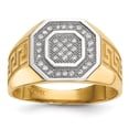 thumbnail image 1 of Diamond2Deal 14K Yellow Gold Rhodium Men's Micro Pave CZ Octagon & Greek Key Ring Size 10, 1 of 7