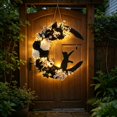 thumbnail image 4 of Halloween Wreath - Black Cat Moon Door Decor with Lights for Indoor Outdoor Party Wall, Unique Crescent Moon Wreath Design, Perfect Halloween Decorations for Front Door, 4 of 9