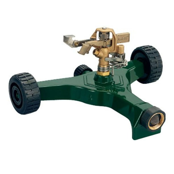 Orbit Impact Impulse Lawn Sprinkler on Aluminum Wheel Base Waters