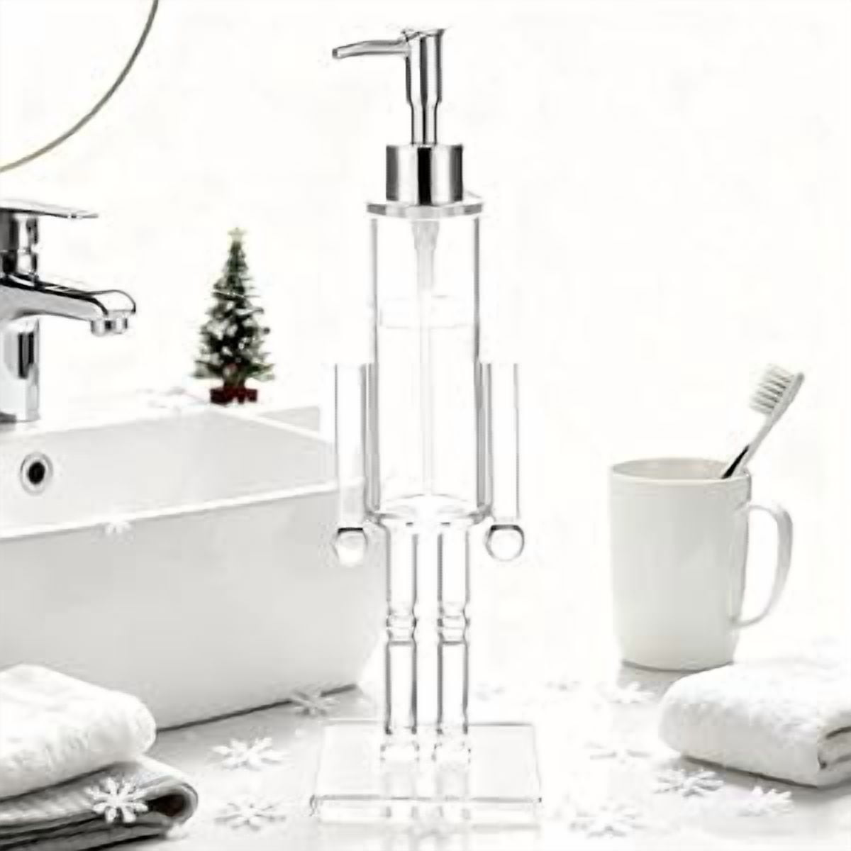 One acrylic clip-on pump bottle, nutcracker hand soap bottle, nutcracker dish soap bottle, Christmas bathroom and kitchen decoration.