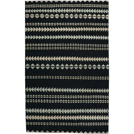 - Capel Rugs Genevieve Gorder Scandinavian Stripe Rectangle Hand Knotted Area Rug - Ebony Beige - 5' x 8'