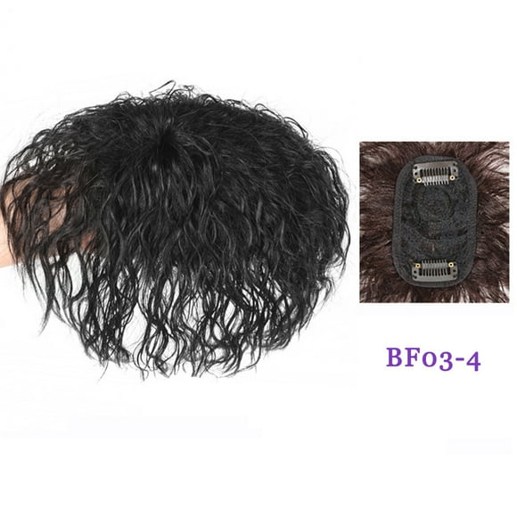XmhyTop Small Area Short Curly Human Hair Topper Fluffy Curly Hair Topper Clip in Hairpieces Top Topper Hair Replacement Wiglets Weavy Topper Hair Pieces,Jet Black