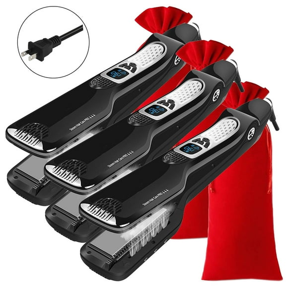 Plancha de pelo de vapor VentDepot TitaniumSteamBlack 3Pzas Negro 110-240V 160-230°C Cerámica