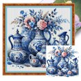 thumbnail image 1 of Kit Punto Cruz Porcelana Impresa Hilo Algodón Ecológico Bordado 11CT 40x40cm, 1 of 9