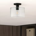 thumbnail image 2 of Evelyn&Zoe 10" Matte Black Metal/Glass Semi Flush Mount, 2 of 5